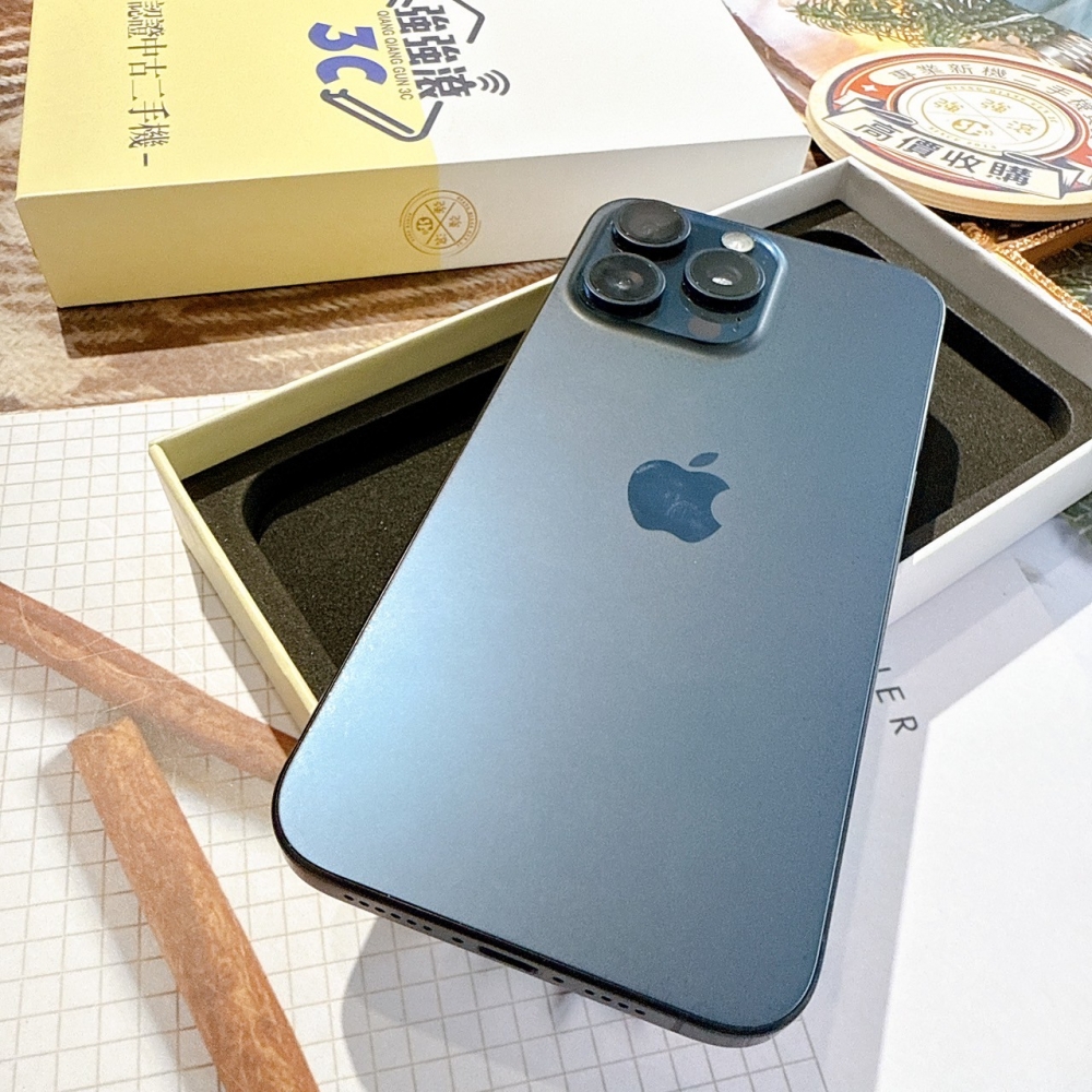 善化-二手 iPhone 15ProMax256G藍*91502 (獨家保固365天）