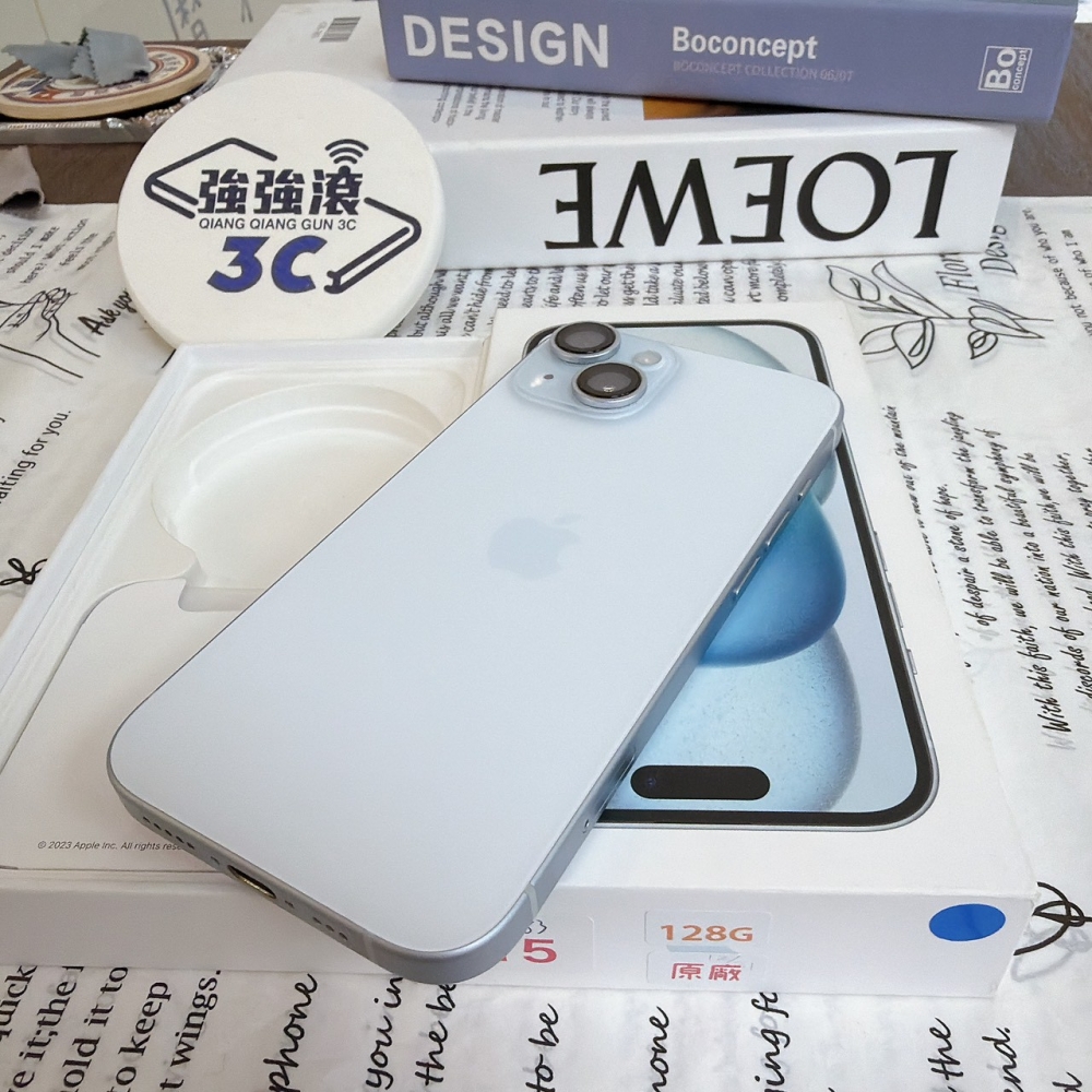 鹽行-二手 iPhone15 128G 藍色#14683（店保365天）