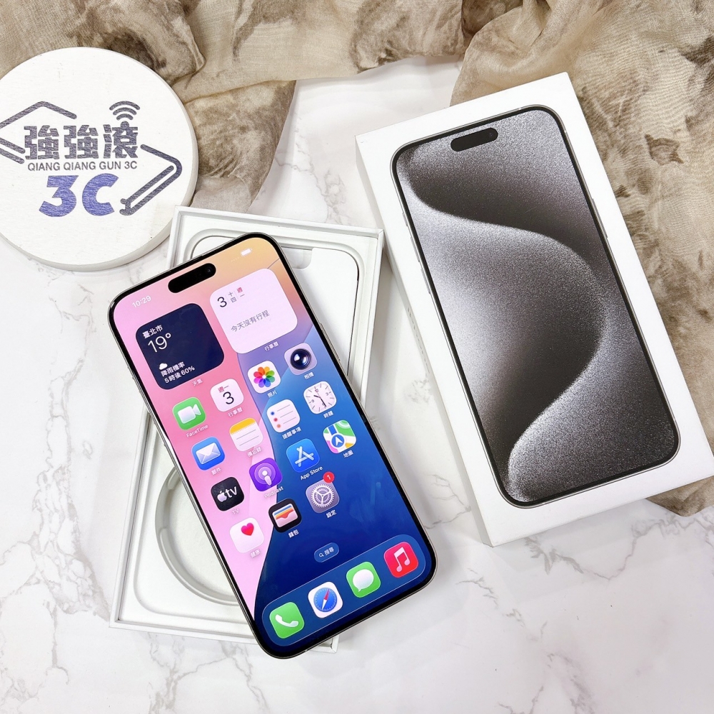二手 iPhone 15 Pro Max 256G  白鈦色*37648（店保365天）