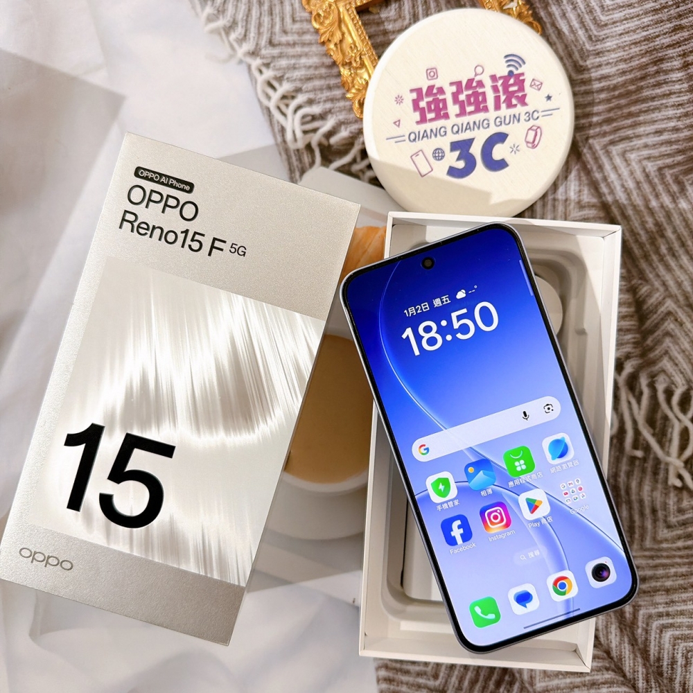 善化-二手 OPPO RENO 15F 12+256G 藍*48777（原廠保內）